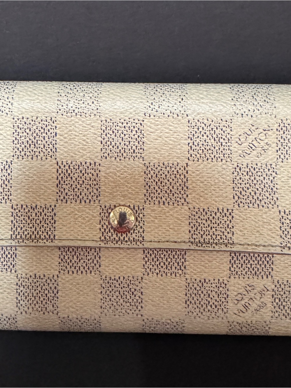 Louis Vuitton Cream and Beige Damier Azur Fold Wallet with Gold Snap